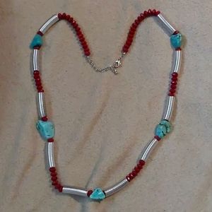 turquoise stone/beaded necklace